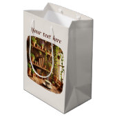 かわいい テキストを追加してコーヒーショップ ミディアムペーパーバッグ (裏面アングル)