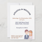 かわいい　デフォルメ　夫婦　イラスト　ウェディング 招待状 (裏面)