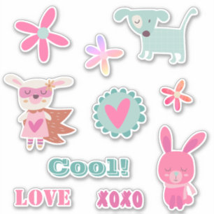 かわいい&トレンディーレトロ動物フローラ シール