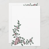 かわいい トレンディー ガーリー 花の蔓 ピンクの宝石 クリスタル 招待状 (正面/裏面)