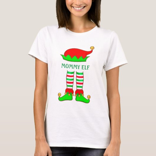 かわいい トレンディ マミーエルフ クリスマスTシャツ Tシャツ (正面)