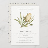 かわいい ネイティブ バンキシ ア 水彩 花のエンゲージメント 招待状 (正面/裏面)