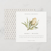 かわいい ネイティブ バンキシ ア 水彩 花 結婚式 招待状 (正面/裏面)