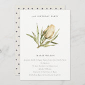 かわいい ネイティブ バンクシア 花 あらゆる年齢の誕生日 招待状 (正面/裏面)