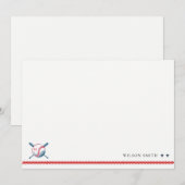 かわいい ネイビー 赤 野球 キッズ フォト 誕生日 ノートカード (正面/裏面)