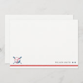 かわいい ネイビー 赤 野球 子供 写真 誕生日 ノートカード (正面/裏面)