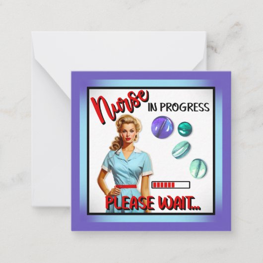 かわいい ノスタルジック ナース ピンアップ ナース 制作中です ノートカード (正面)