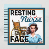 かわいい ノスタルジック ナース ピンアップ 休憩中のナースの顔 シーズンカード (正面/裏面)
