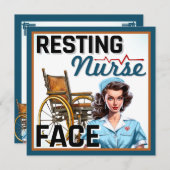 かわいい ノスタルジック ナース ピンアップ 休憩中のナースの顔 シーズンカード (正面/裏面)