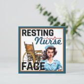 かわいい ノスタルジック ナース ピンアップ 休憩中のナースの顔 シーズンカード (スタンド正面)