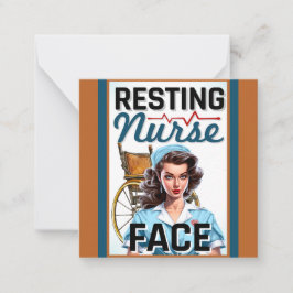 かわいい ノスタルジック ナース ピンアップ 休憩中のナースの顔 ノートカード