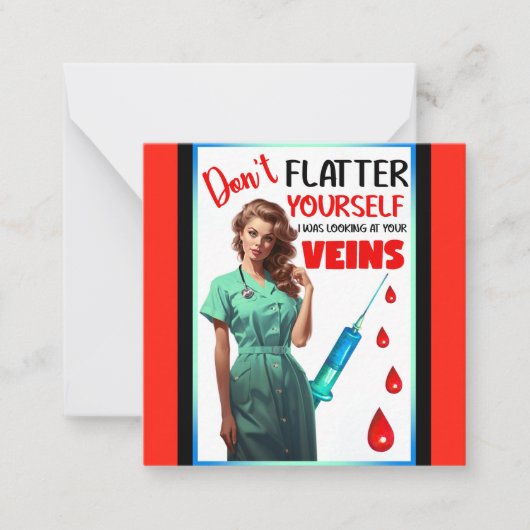 かわいい ノスタルジック ナース ピンアップ 自分に酔うなよ ノートカード (正面)