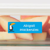 かわいい ハッピーなインコ 青 緑 カートゥーン オーダーメイド ラベル (貼付)