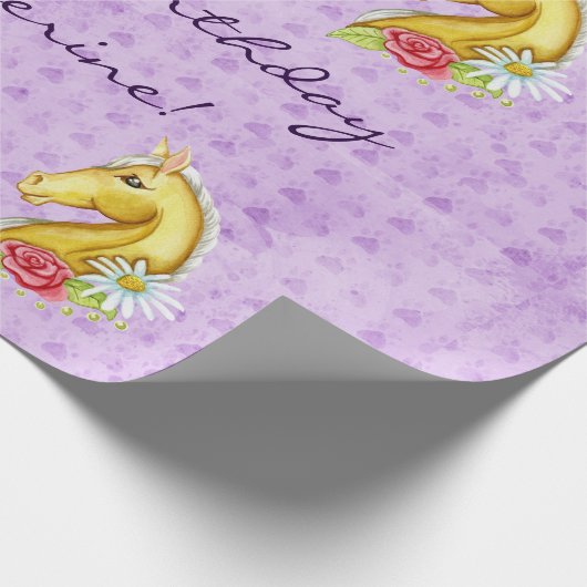 かわいい"ハッピーバースデー"のPalominoの馬の誕生日 ラッピングペーパー (角)