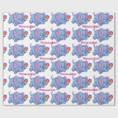 かわいい&ハッピーベビーゾウの漫画パーソナライズ ラッピングペーパー (フラット)