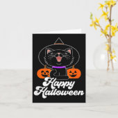 かわいい ハッピー ハロウィン 黒猫 カード (黄色い花)