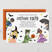 かわいい ハロウィン パーティー 招待状 現代風 (正面/裏面)