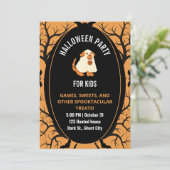 かわいい ハロウィン パーティー 黒 オレンジ 招待状 (スタンド正面)