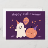 かわいい ハロウィン 紫 おめでとう シーズンカード (正面/裏面)