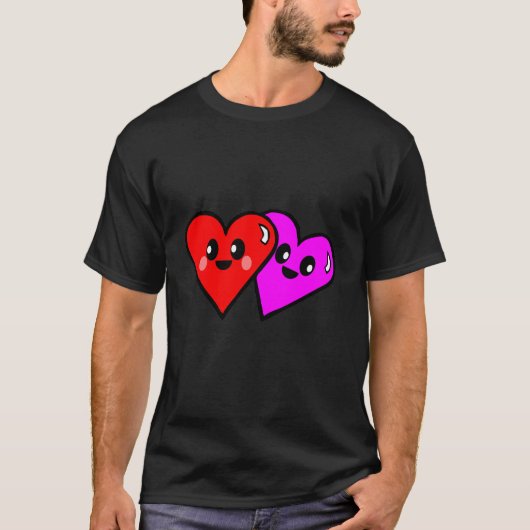 かわいい ハート 愛 バレンタインデー Tシャツ (正面)