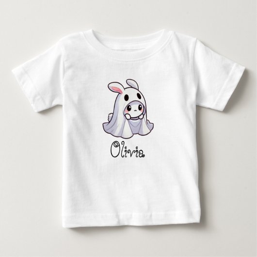 かわいい,バお洒落ニー幽霊,名前をカスタムする,ハロウィーン ベビーTシャツ (正面)