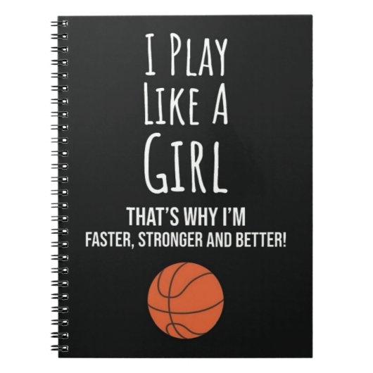 かわいい バスケットボール プレゼント 女の子のための おしゃれ で キッズ ノートブック (正面)