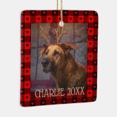かわいい バッファロープレイド ハート オーダーメイド 犬 ペット クリスマス セラミックオーナメント (右)