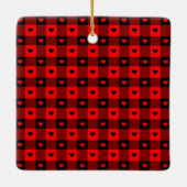 かわいい バッファロープレイド ハート オーダーメイド 犬 ペット クリスマス セラミックオーナメント (裏面)