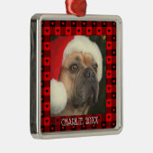 かわいい バッファロープレイド ハート オーダーメイド 犬 ペット クリスマス メタルオーナメント (右)