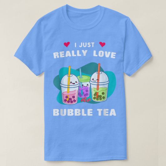 かわいい バブルティーが大好き 面白い ボバティー おいしい Tシャツ (デザイン正面)