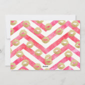 かわいい バレンタインデー ピンク シェブロン ゴールド キス シーズンカード (裏面)