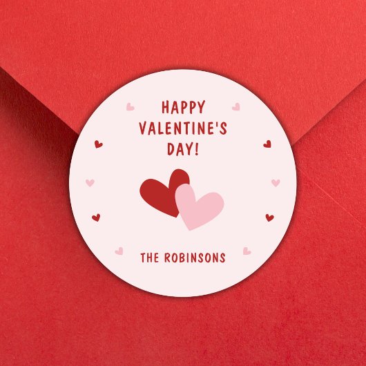 かわいい バレンタインデー 赤いハート オーダーネーム ラウンドシール