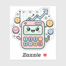 かわいい パステル 電卓 財務 学生 ステッカー