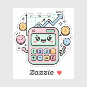 かわいい パステル 電卓 財務 学生 ステッカー シール
