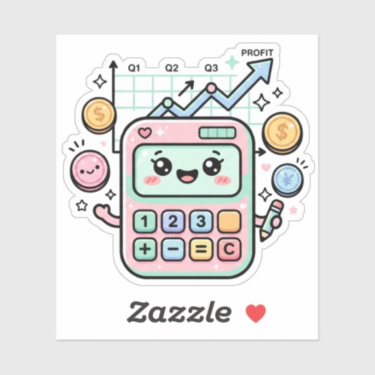 かわいい パステル 電卓 財務 学生 ステッカー シール (シート)