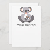 かわいい – パーティー動物 – コアラ – 招待 招待状 (正面/裏面)