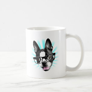 かわいい! ヒップスターのボストンテリア コーヒーマグカップ