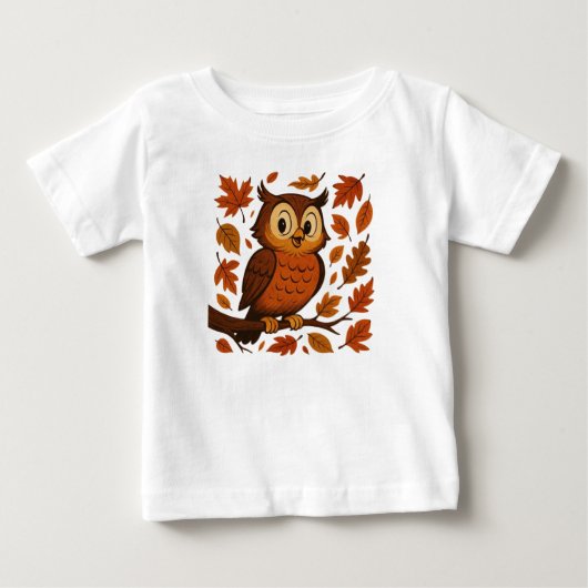かわいい ビンテージ 風 秋 オウル ベビーTシャツ (正面)