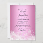 かわいい ピンクの きらきらした こども 羽を持つ昆虫 お祝い 民族 招待状 (裏面)