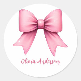 かわいい ピンクの コケティ ボウ エステティック ガーリー ラウンドシール
