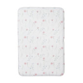 かわいい ピンク ブルー 水彩 野の花 パターン バスマット (正面縦)