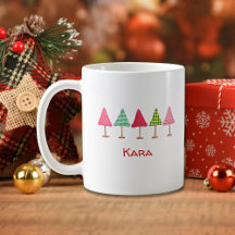 かわいい ピンク レッド グリーン クリスマスツリー マグカップ
