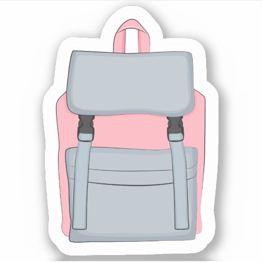 かわいい ピンク 女の子 バックパック 学校 シール (正面)