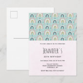 かわいい ファンシーな虹のパターン 誕生日 インビテーションポストカード (正面/裏面)