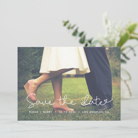 かわいい ファンシーな 結婚式延期のお知らせ フォトカード セーブザデート (スタンド正面)