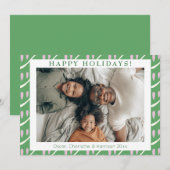 かわいい ファンシーな 緑とライラックの形 オーダーメイド フォト シーズンカード (正面/裏面)