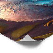 かわいい ファンシーな 青い 鳥 グリッター 羽根 産まれてくる赤ちゃんの寝室 ポスター (角)