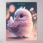 かわいい ファンシー ピンクの赤ちゃんフクロウの保育園のプリントアート ポスター (正面)