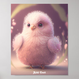 かわいい ファンシー ピンク フラuffy 鳥 オーダーメイド 壁 ポスター