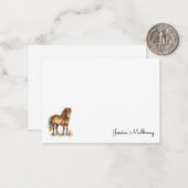 かわいい ファンシー ブラウン ポニー 筆記体 馬 子ども ノートカード (正面/裏面インサイチュ)